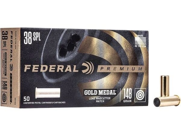 Federal Premium Gold Medal Match 38 Special Ammo 148 Grain Wadcutter Box of 50