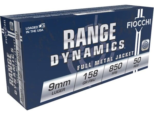Fiocchi Range Dynamics 9mm Luger Ammo 158 Grain Full Metal Jacket