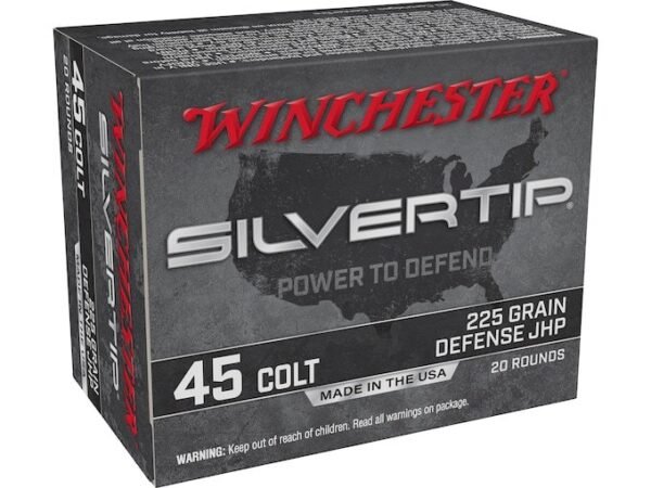 Winchester Silvertip Defense 45 Colt (Long Colt) Ammo 225 Grain Winchester Silvertip Jacketed Hollow Point Box of 20