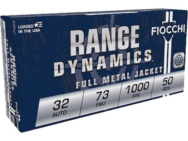 Fiocchi Range Dynamics 32 ACP Ammo 73 Grain Full Metal Jacket Box of 50
