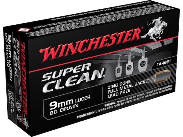 Winchester Super Clean NT 9mm Luger Ammo 95 Grain Winchester Super Clean Full Metal Jacket Lead Free