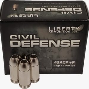 Liberty Ammunition Civil Defense 45 ACP +P Ammo 78 Grain Fragmenting Hollow Point Lead Free Box of 20