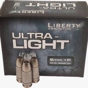 Liberty Ammunition Ultra Light 9mm Luger +P Ammo 50 Grain Fragmenting Hollow Point Lead Free Box of 20