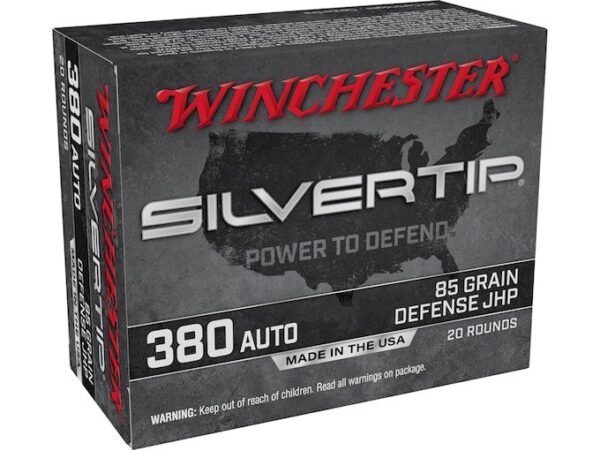 Winchester Silvertip Defense 380 ACP Ammo 85 Grain Winchester Silvertip Jacketed Hollow Point