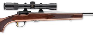 Browning T-Bolt Rimfire Target/Varmint Rifle 025176204, 22 Win Mag, 22″ Heavy Varmint, Bolt Action, Satin Walnut Stock, Blue Finish