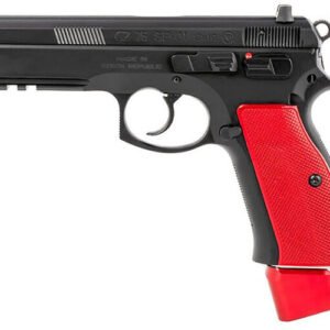 CZ 75 SP-01 Competition Semi-Auto Pistol 91206, 9mm, 4.6″, Red Metal Grip, Black Finish, 21 Rd