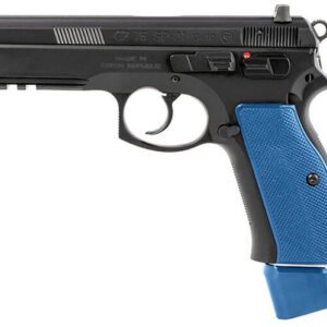 CZ 75 SP-01 Competition Semi-Auto Pistol 91207, 9mm, 4.6″, Blue Metal Grip, Black Finish, 21 Rd