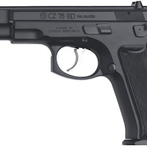 CZ 75BD Semi-Auto Pistol 01130, 9mm, 4.7″, Black Plastic Grip, Black Finish, 10 Rd, w/Decocker