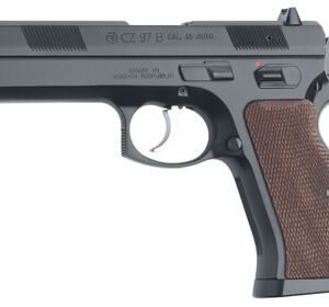 CZ 97B Pistol 01402, 45 ACP, 4.8″, Wood Grips, Blue Finish, Fixed Sights, 10 Rd