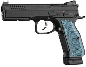 CZ Shadow 2 Optic Ready Pistol 91251, 9mm, 4.9″, Thin Blue Aluminum Grips, Black Finish, 19 Rds