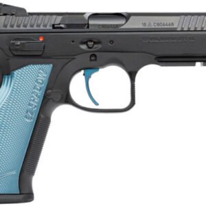 CZ Shadow 2 Pistol 91245, 9mm, 4.9″, Thin Blue Aluminum Grips, Black Finish, 17 Rds