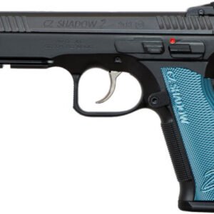 CZ Shadow 2 Pistol 91257, 9mm, 4.9″, Thin Blue Aluminum Grips, Black Finish, 17 Rds