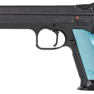 CZ-USA Tactical Sports 2 Pistol 01220, 9mm Luger, 5.28″, Blue Grips, Black Finish, 10rd