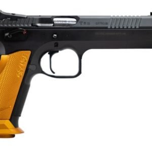 CZ-USA TS2 Pistol 91265, 40 S&W, 5.20in, Orange Checkered Aluminum Grips, Black Polycoat Finish, 17 Rds